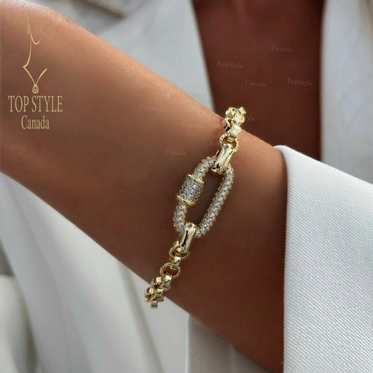 18K Gold Plated Carabiner Link Chain Bracelet