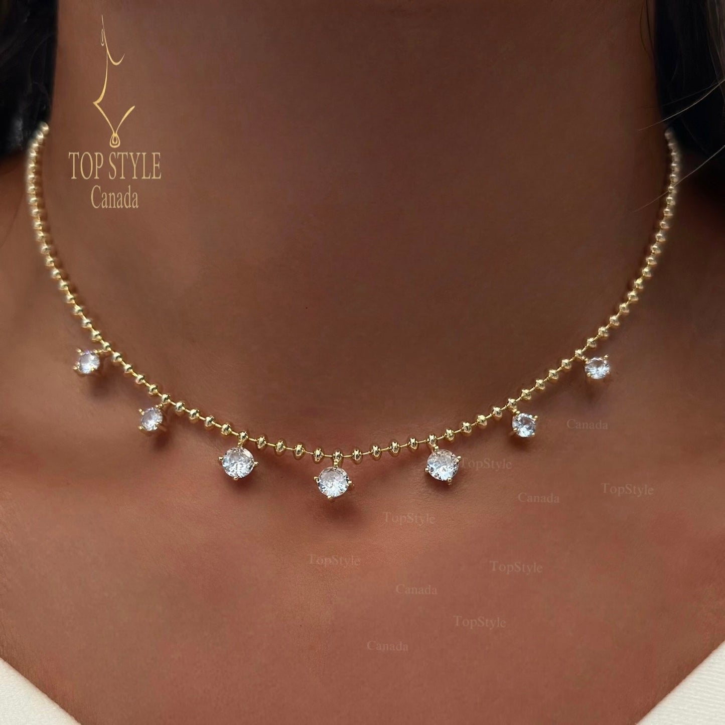 Twinkle Drop Choker Necklace | 18K Gold Plated