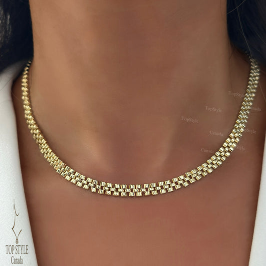 18K Gold Plated Modern President Link Necklace