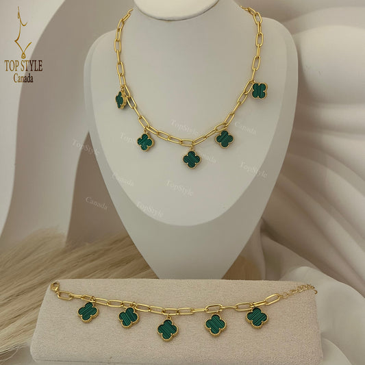 18k Gold-Plated Clover Charm Set
