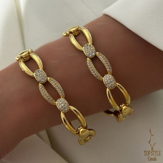 18K Gold-Plated Zircon Chain Bracelet