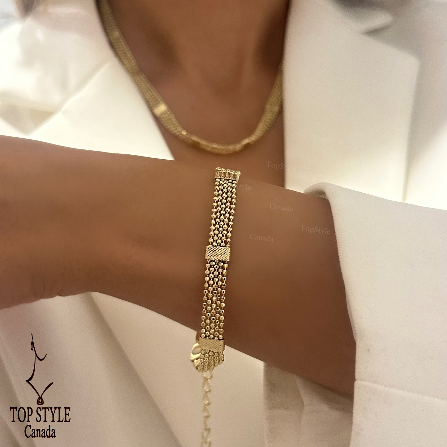 18K Gold-plated Beaded Set (Necklace & Bracelet)