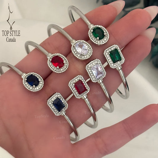 Gold-Plated Royal Gemstone Cuff Bracelet