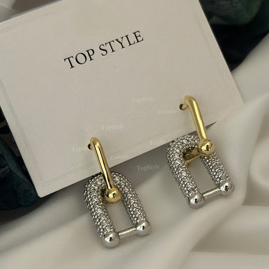 Two-Tone Dangle Link Earrings