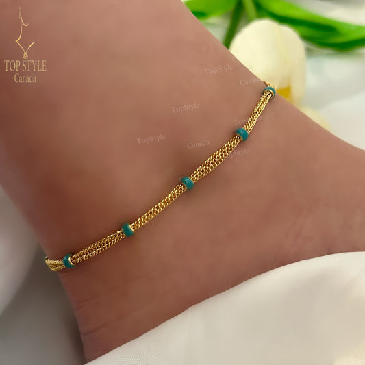 Gold-Plated Turquoise Touch Anklet