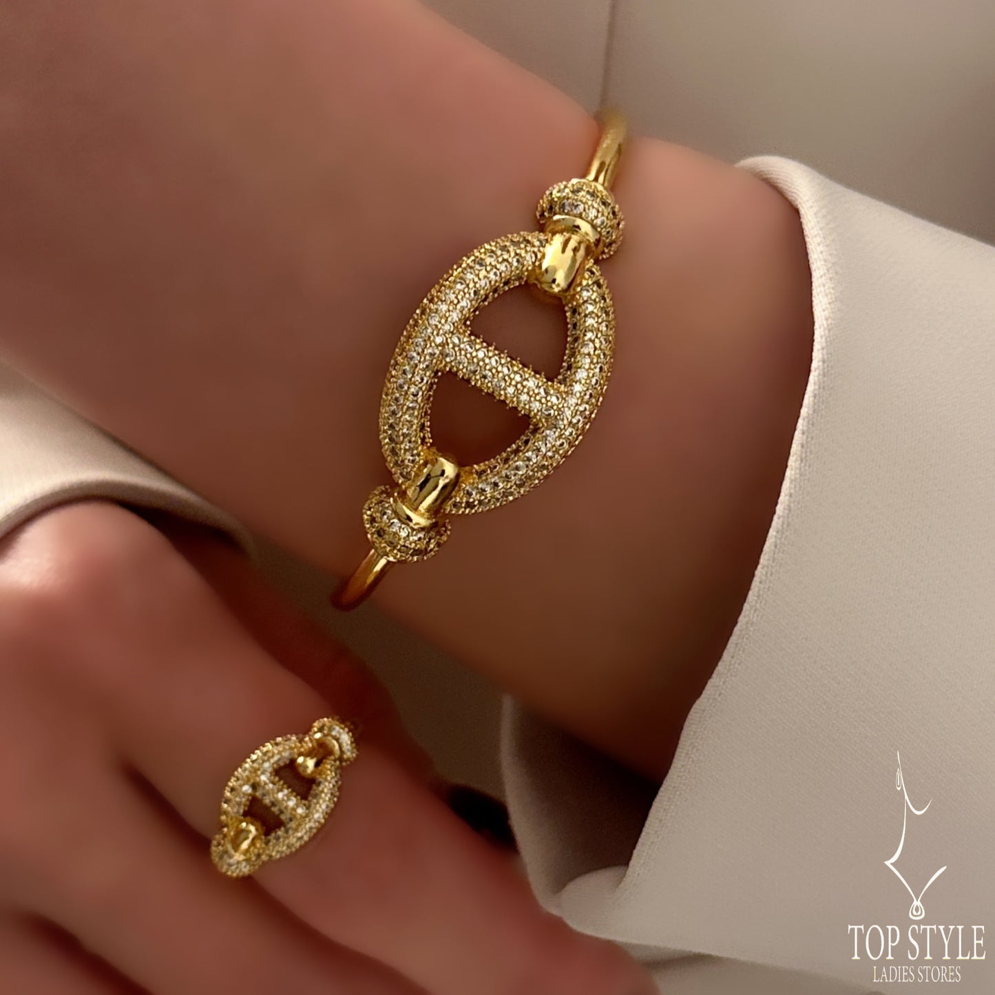 18K Gold-Plated Half Set (Bangle + Ring)