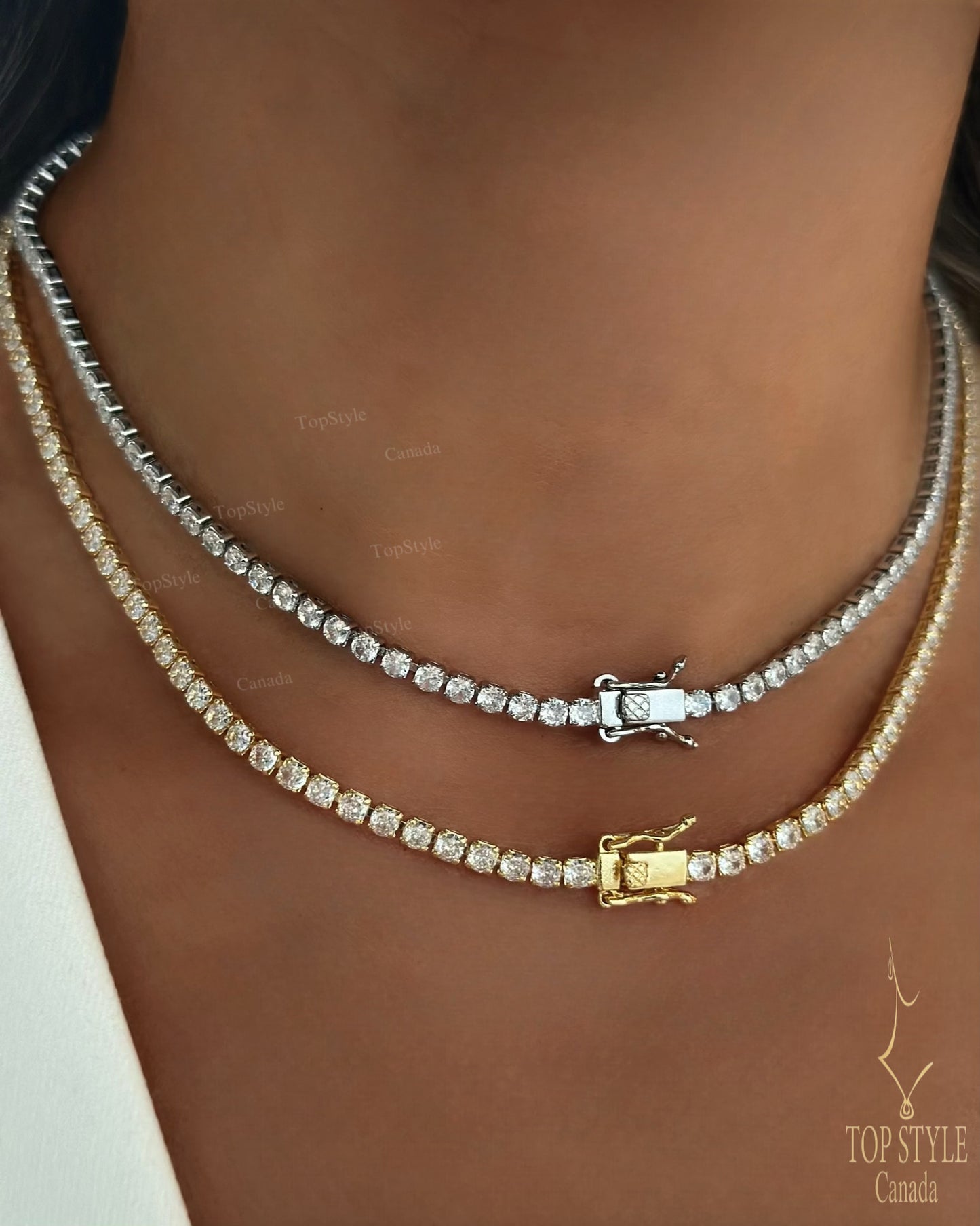 18K Gold Plated Tennis Set (Necklace+Bracelet)