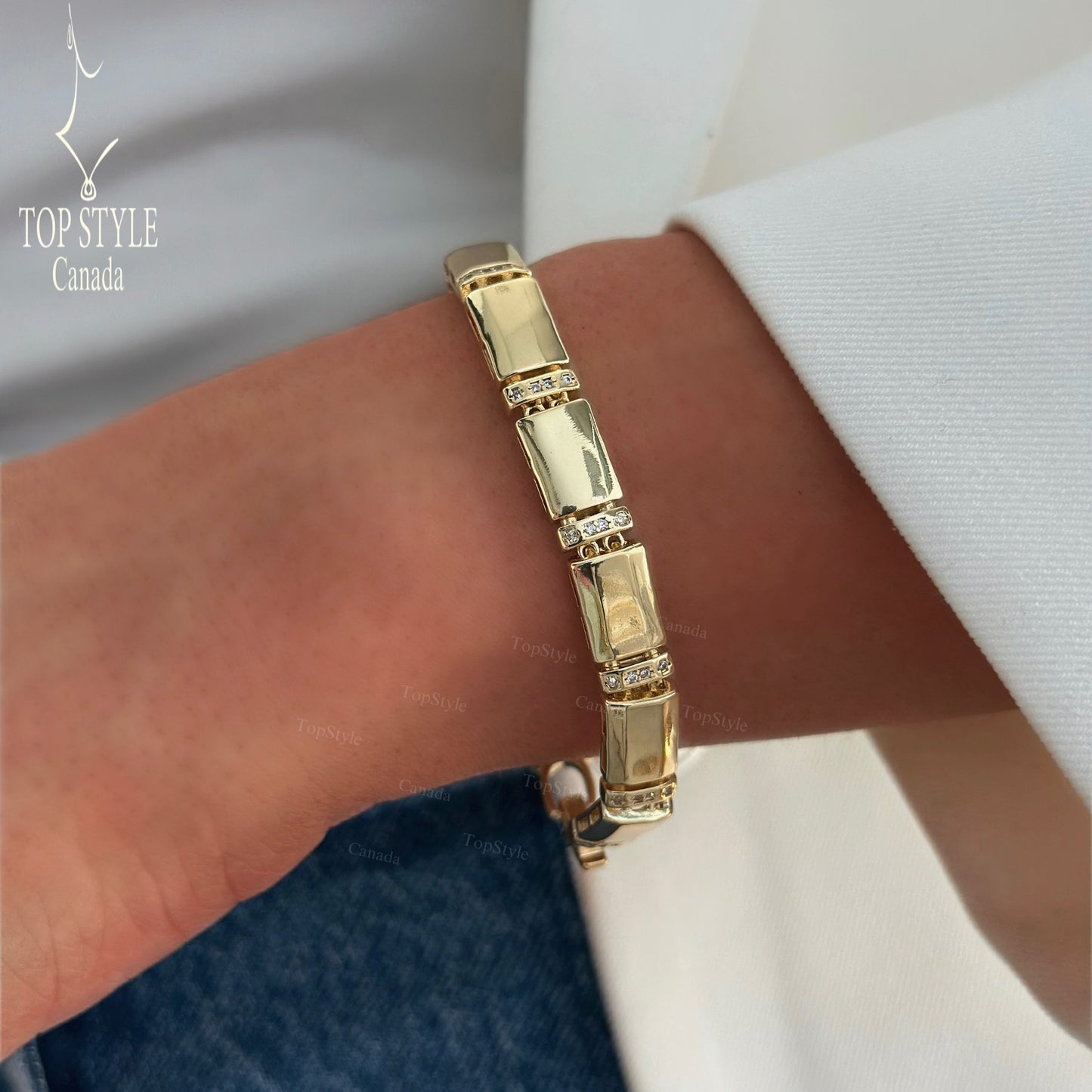 18K Gold-Plated Bar Link Bracelet