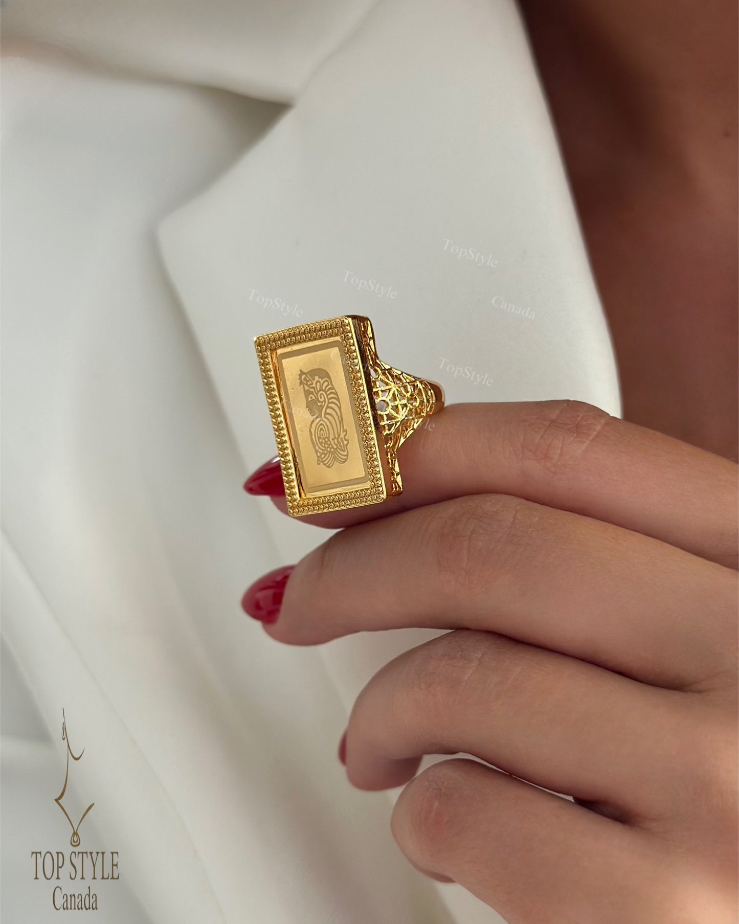 Lady Fortuna Half Set - 21K Gold Plated Bar Bracelet & Adjustable Ring