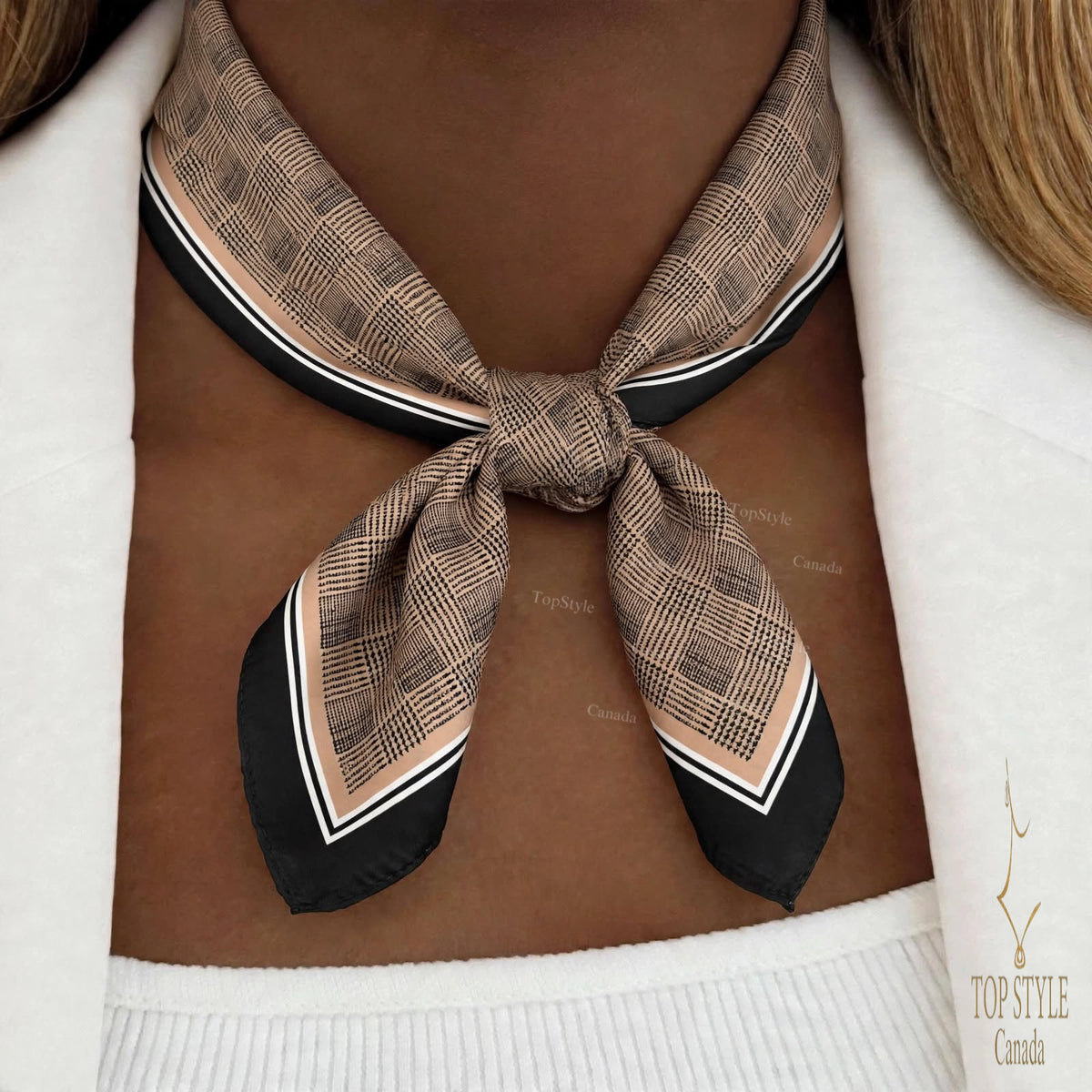 Paris Check Coin Scarf Necklace