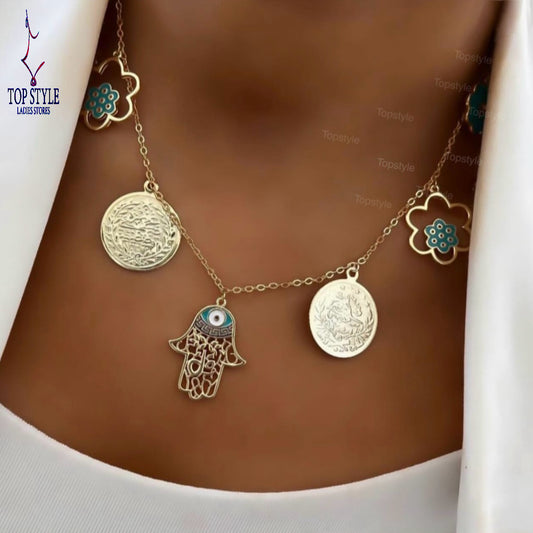 Gold-Plated Hamsa Charm Necklace