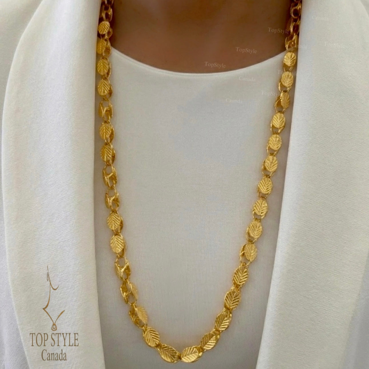 Collier long traditionnel plaqué or 21 carats