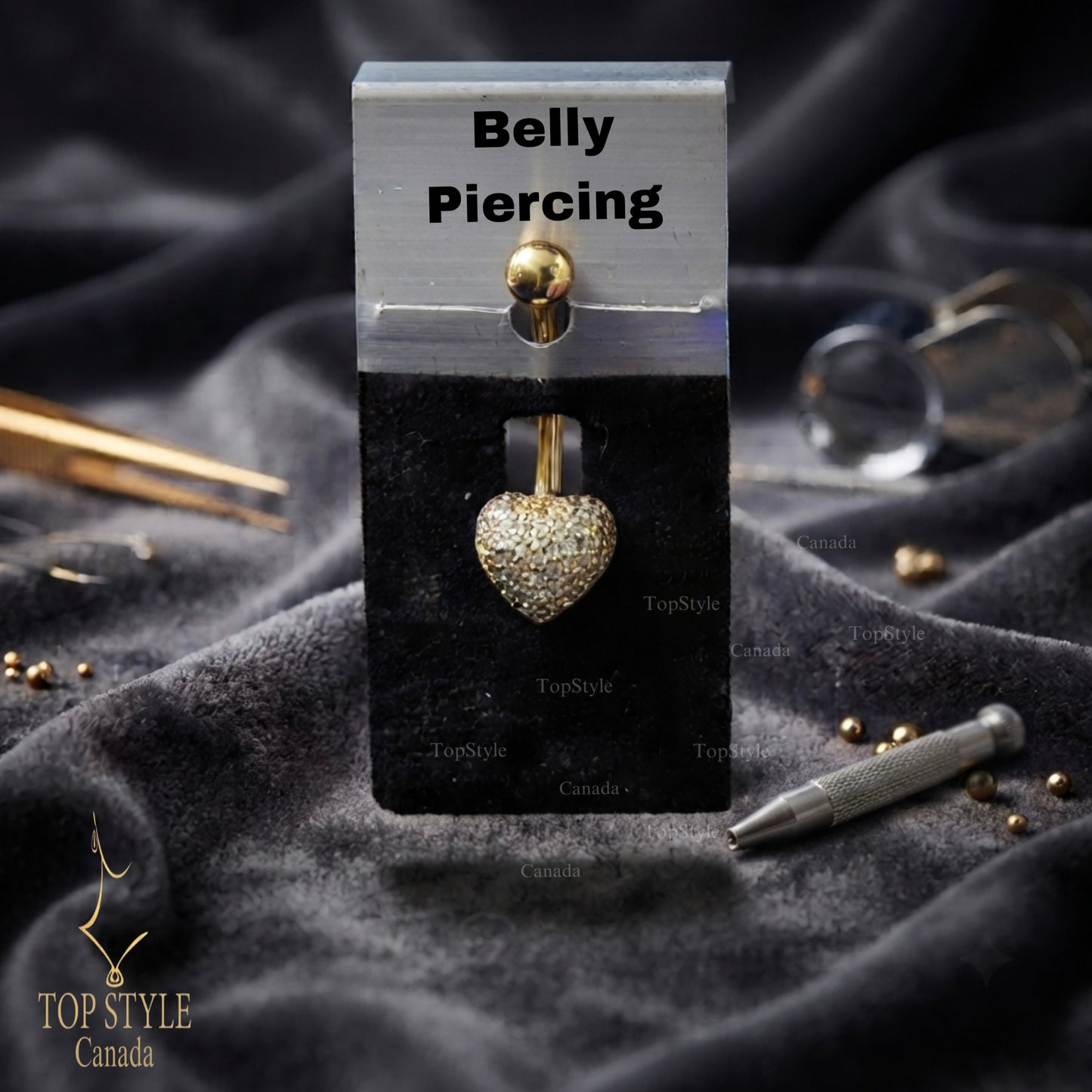Titanium Spark Heart Belly Button Ring