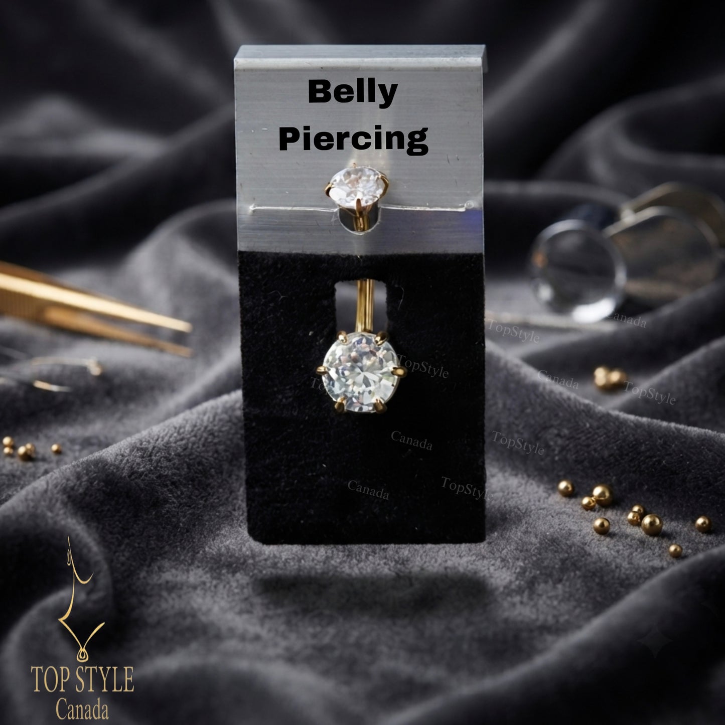 Classic Twin-Stone Titanium Belly Button Ring