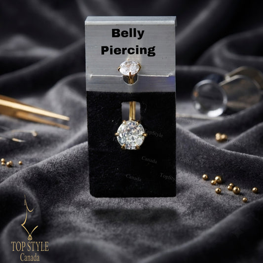 Classic Twin-Stone Titanium Belly Button Ring