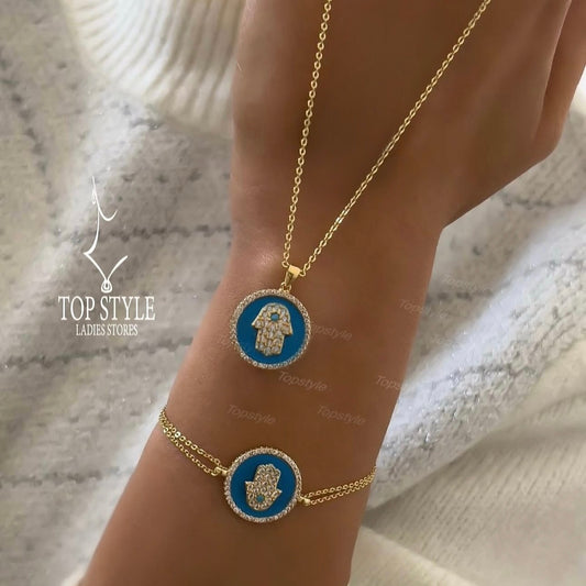 Hamsa Gold-Plated Set (Necklace & Bracelet)