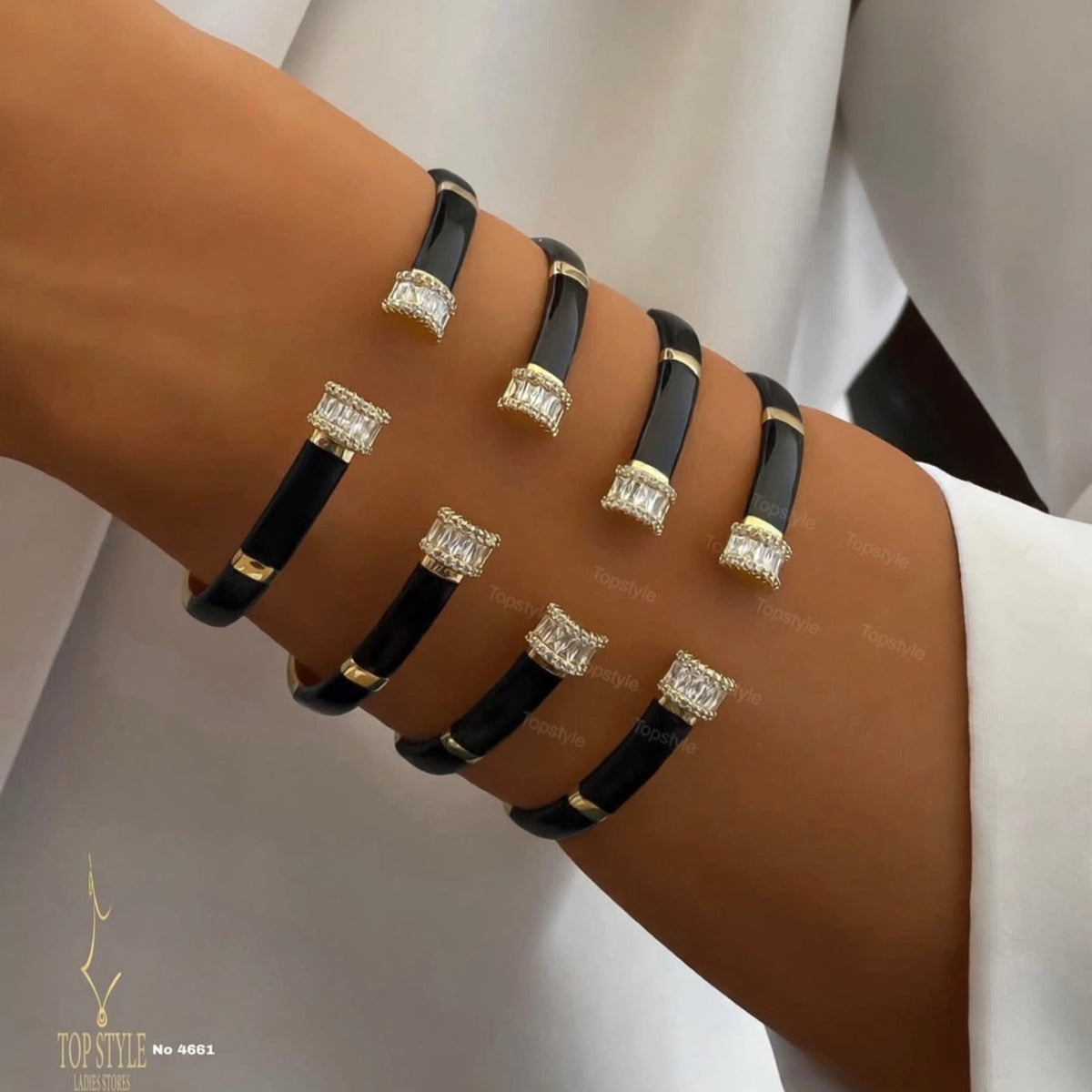 Noir Crystal Enamel Cuff Bracelet
