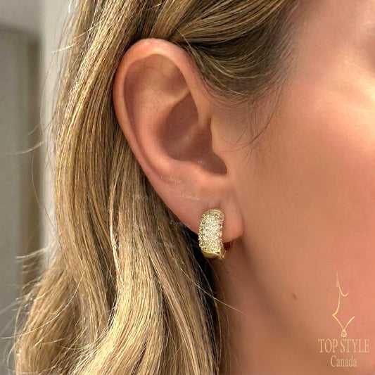 CZ Chunky Huggie Hoop Earrings