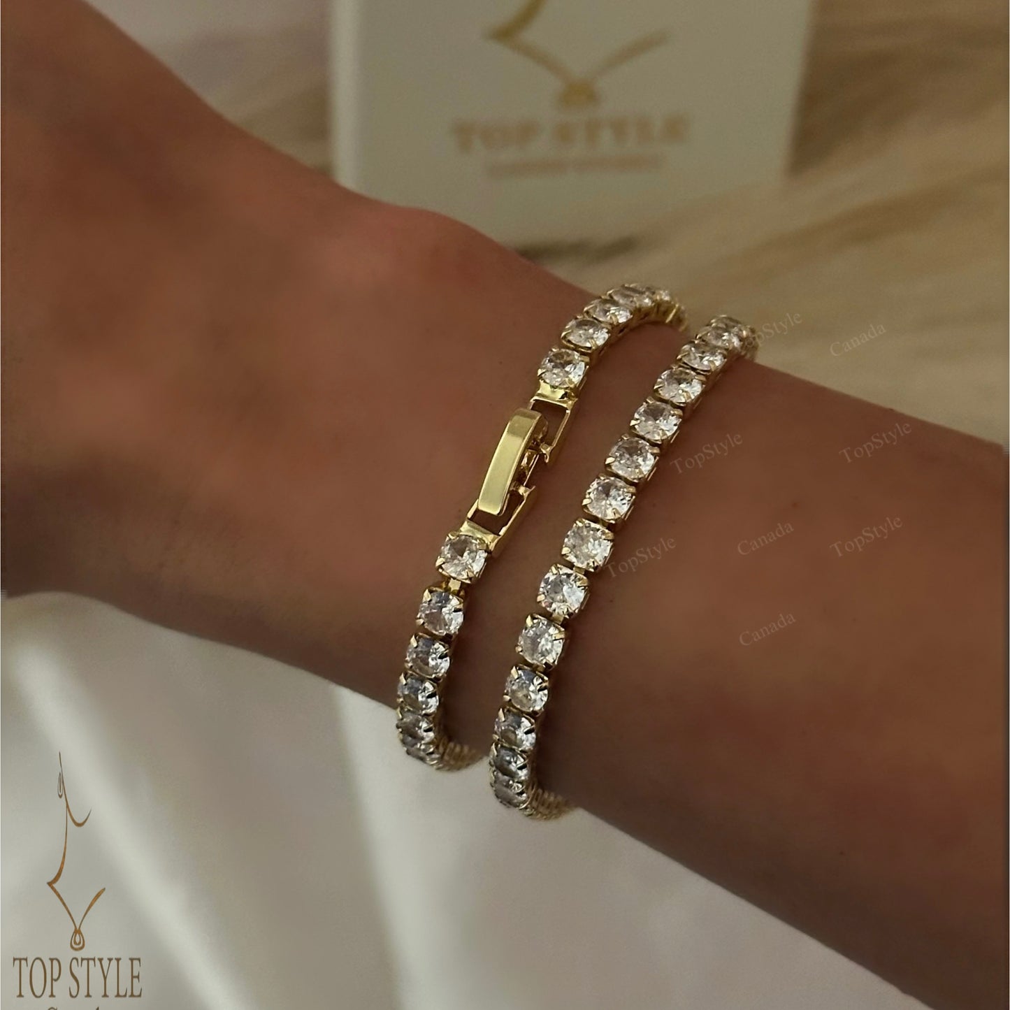 Bracelet tennis plaqué or 18 carats | Petite taille