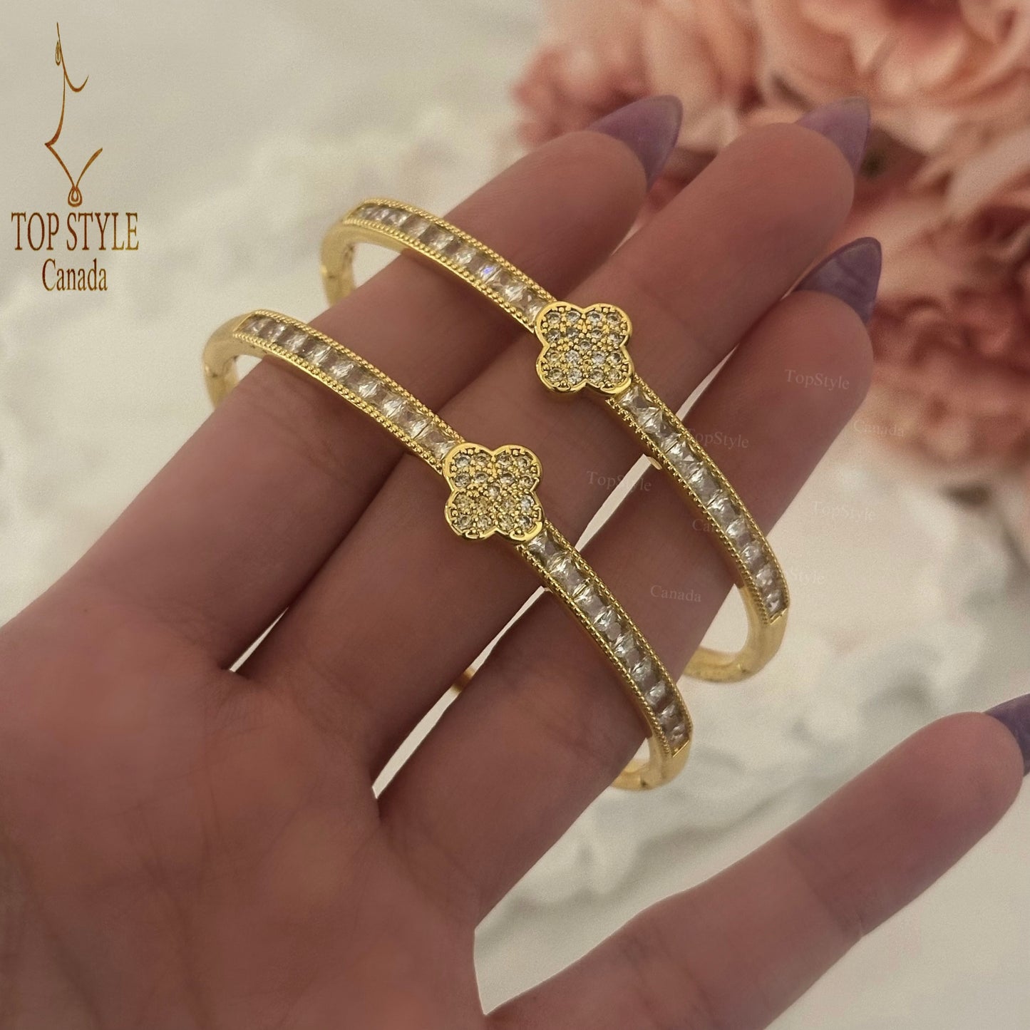 Gold Plated Clover Bangle