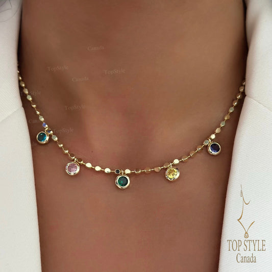 18K Gold Plated Rainbow Choker Necklace