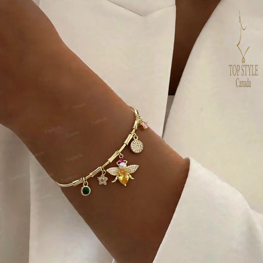 Lucky Bee Charm Bracelet | 18K Gold Plated