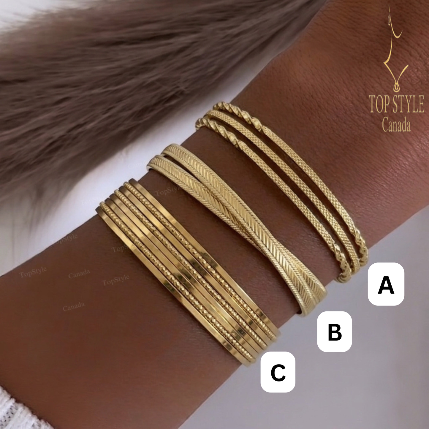 Bracelets joncs de luxe plaqués or 18 carats