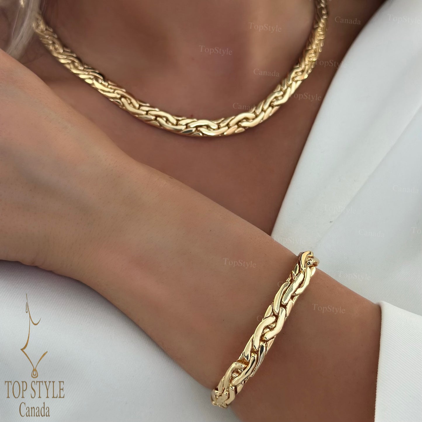 Flat Braided Set (Necklace+Bracelet)
