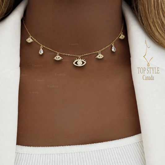 Luxe Evil Eye Choker Necklace | 18K Gold Plated