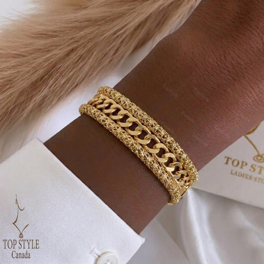 21k gold plated Infinite Link Mesh cuff Bracelet