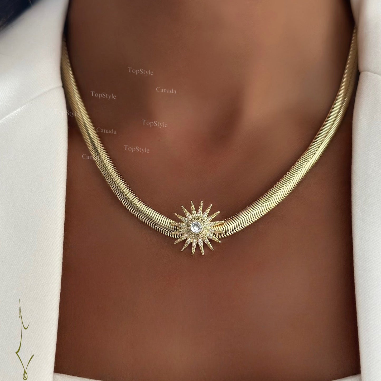 Starburst Snake Chain Necklace |18K Gold Plated