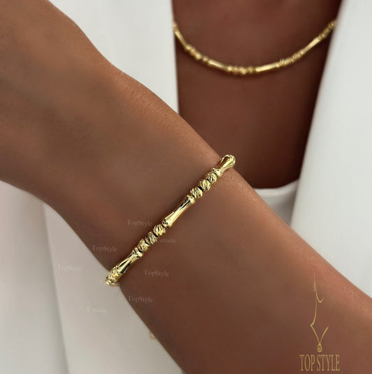 Bamboo Twist Jewelry Set (Necklace & Bracelet)