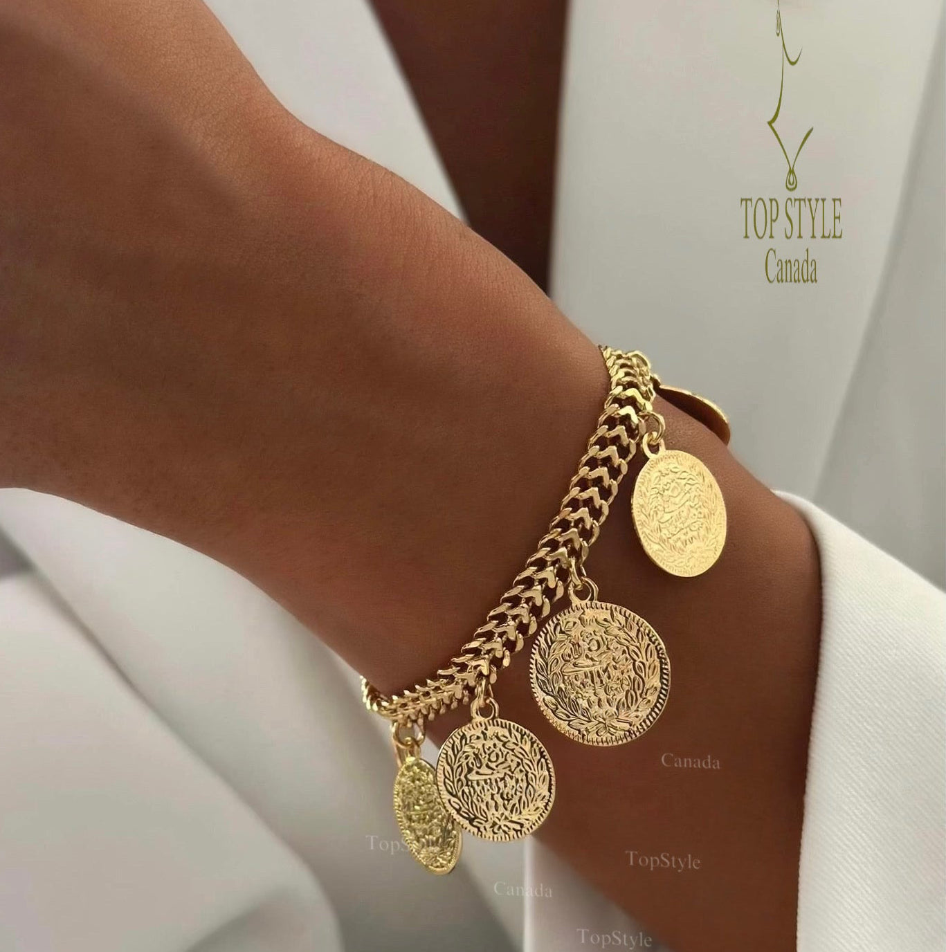 Ottoman Coin Charm Bracelet | 21K Gold Plated