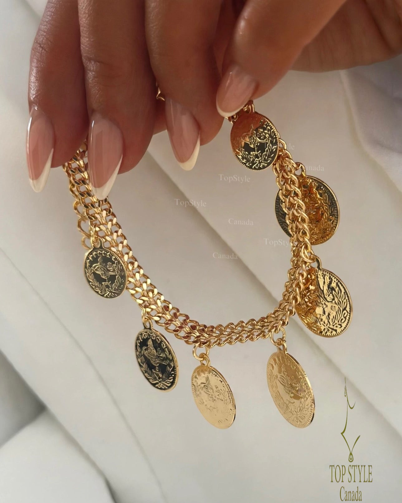 Ottoman Coin Charm Bracelet | 21K Gold Plated