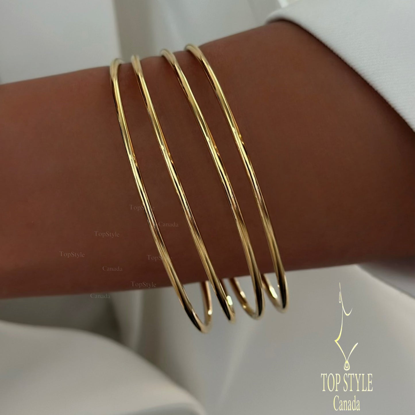 Slim Bangle Stack Set of 4 | 21K Gold Plated