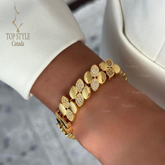 21K Gold Plated Marquise Link Bracelet