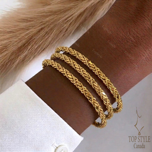Set of 3 Classic Rope Chain Bangles | 21K Gold Plated