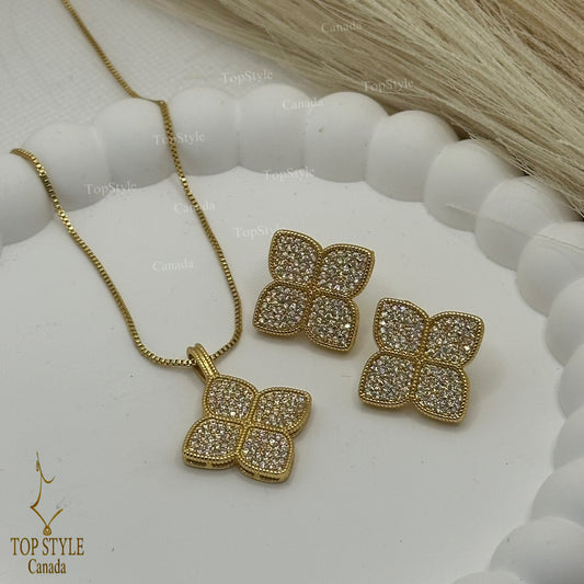 18K Gold-Plated Half Set (Necklace+Earrings)