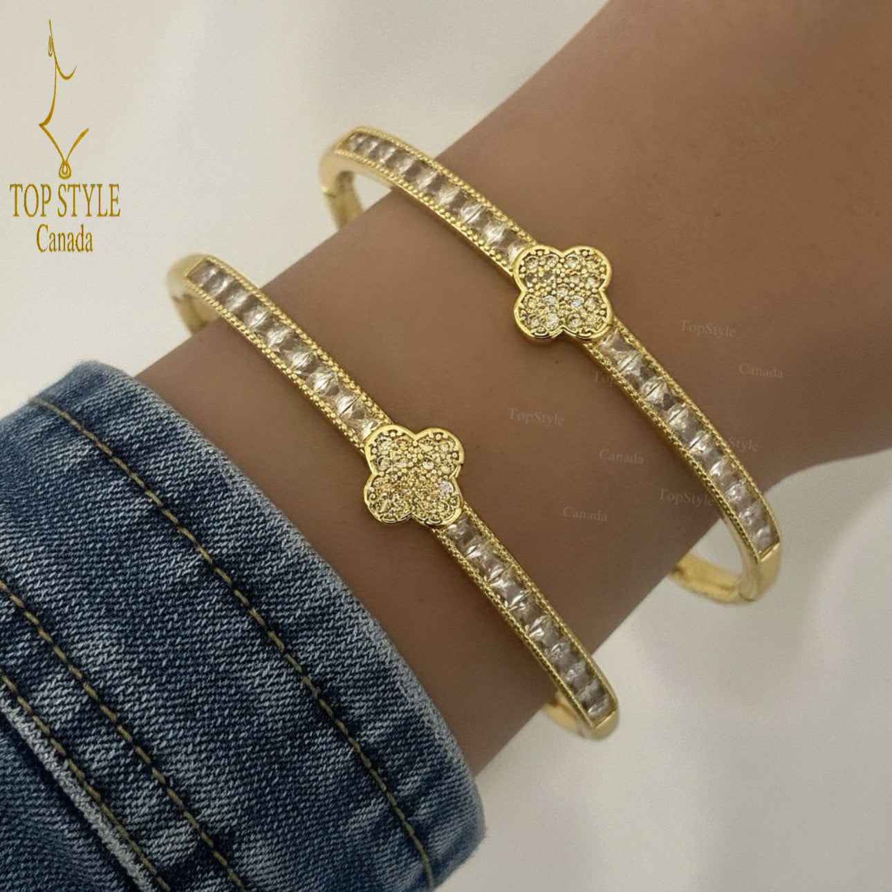 Gold Plated Clover Bangle