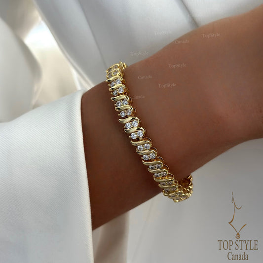 18K Gold Plated S Link Tennis Bracelet