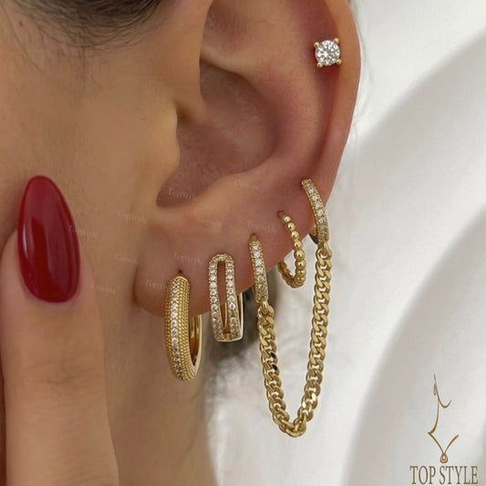 Huggie Hoop Ear Candy Set | 6 Single Pieces