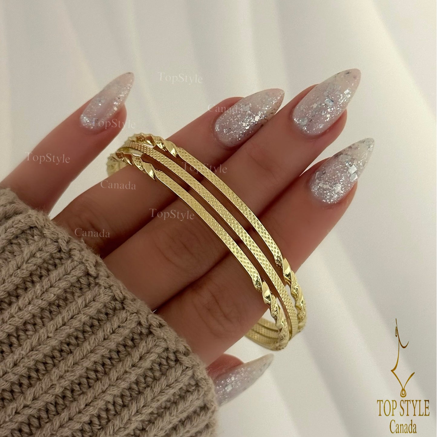 Bracelets joncs de luxe plaqués or 18 carats