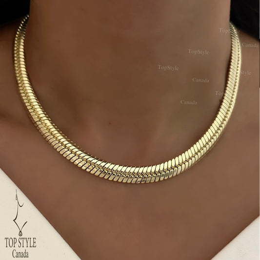 18K Gold Plated Snake-Style Collar Necklace