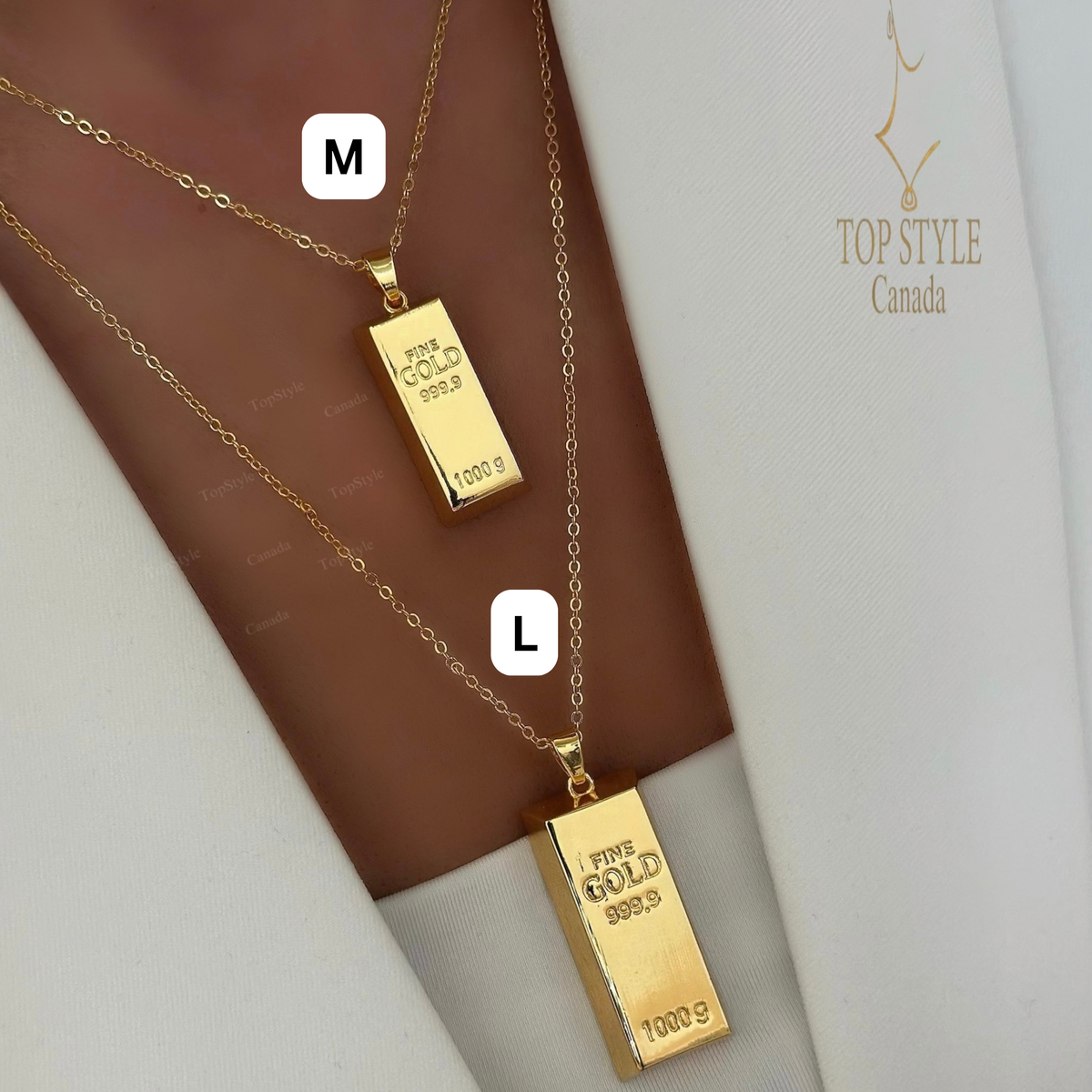 21k Gold Plated Bullion Bar Necklace