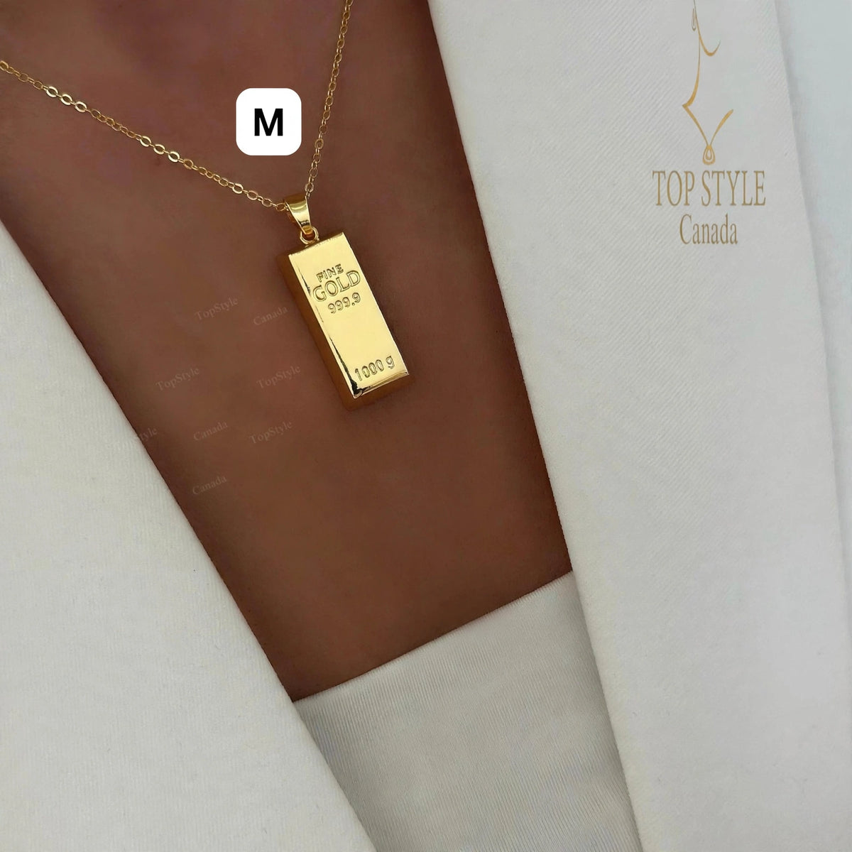 21k Gold Plated Bullion Bar Necklace