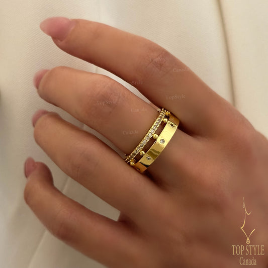 18K Gold-Plated Double Band Ring