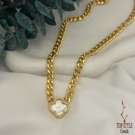 Gold-Plated Chain Clover Necklace