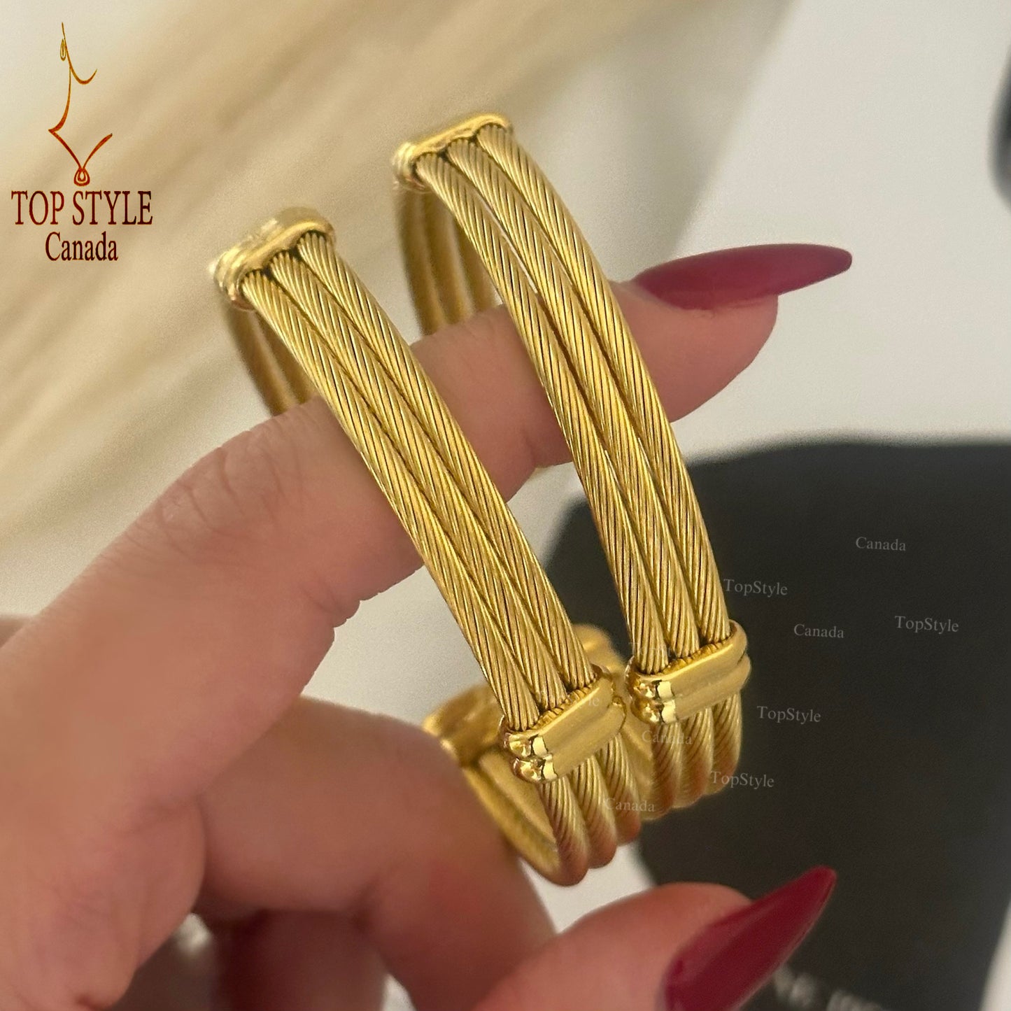 Gold-Plated Cable Cuff Bracelet