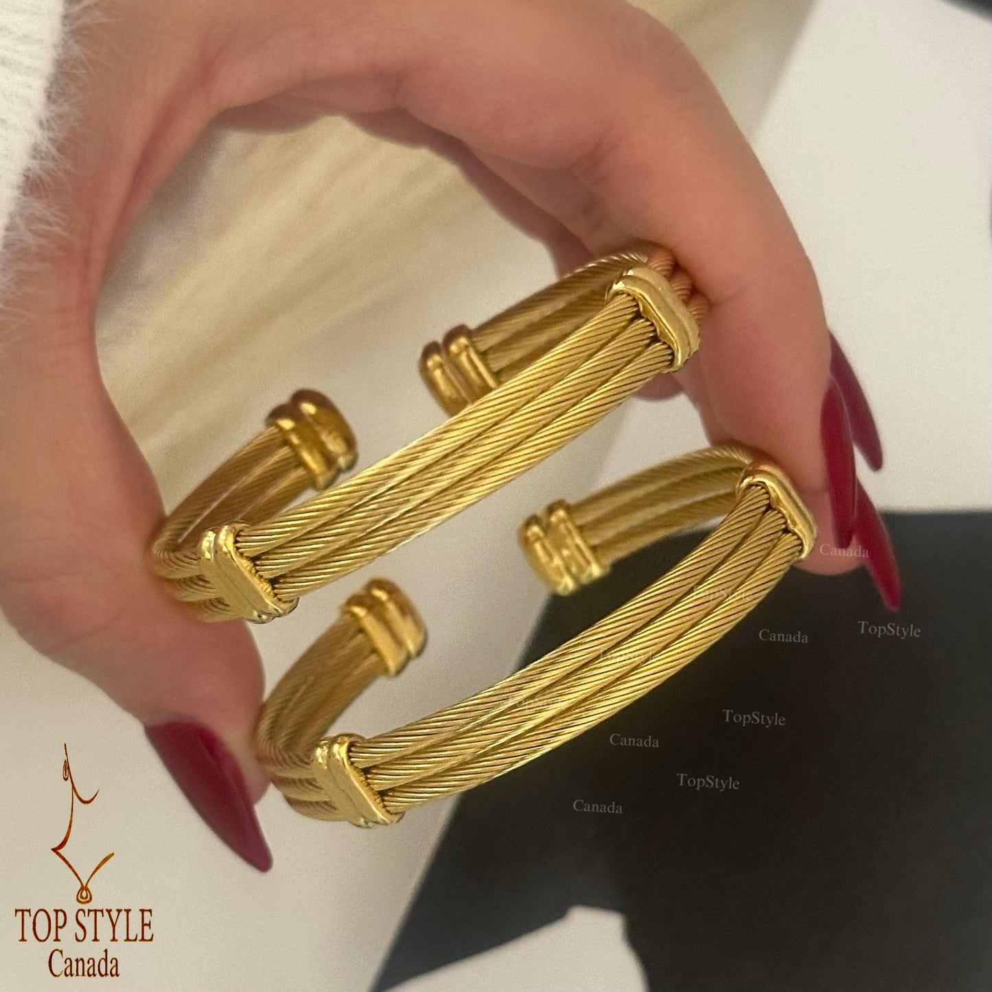 Gold-Plated Cable Cuff Bracelet