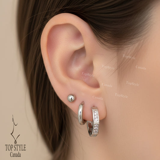 18K Gold-Plated Small Hoop Earrings Set For Multiple Piercing